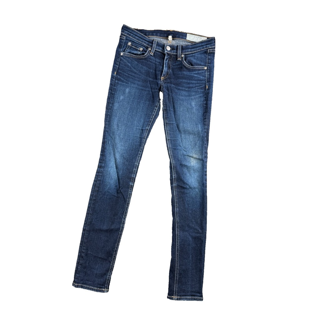 Rag & Bone "Kensington" Jeans Women 26 Skinny Whiskered Stretch 28x29 Low Rise - Picture 2 of 11